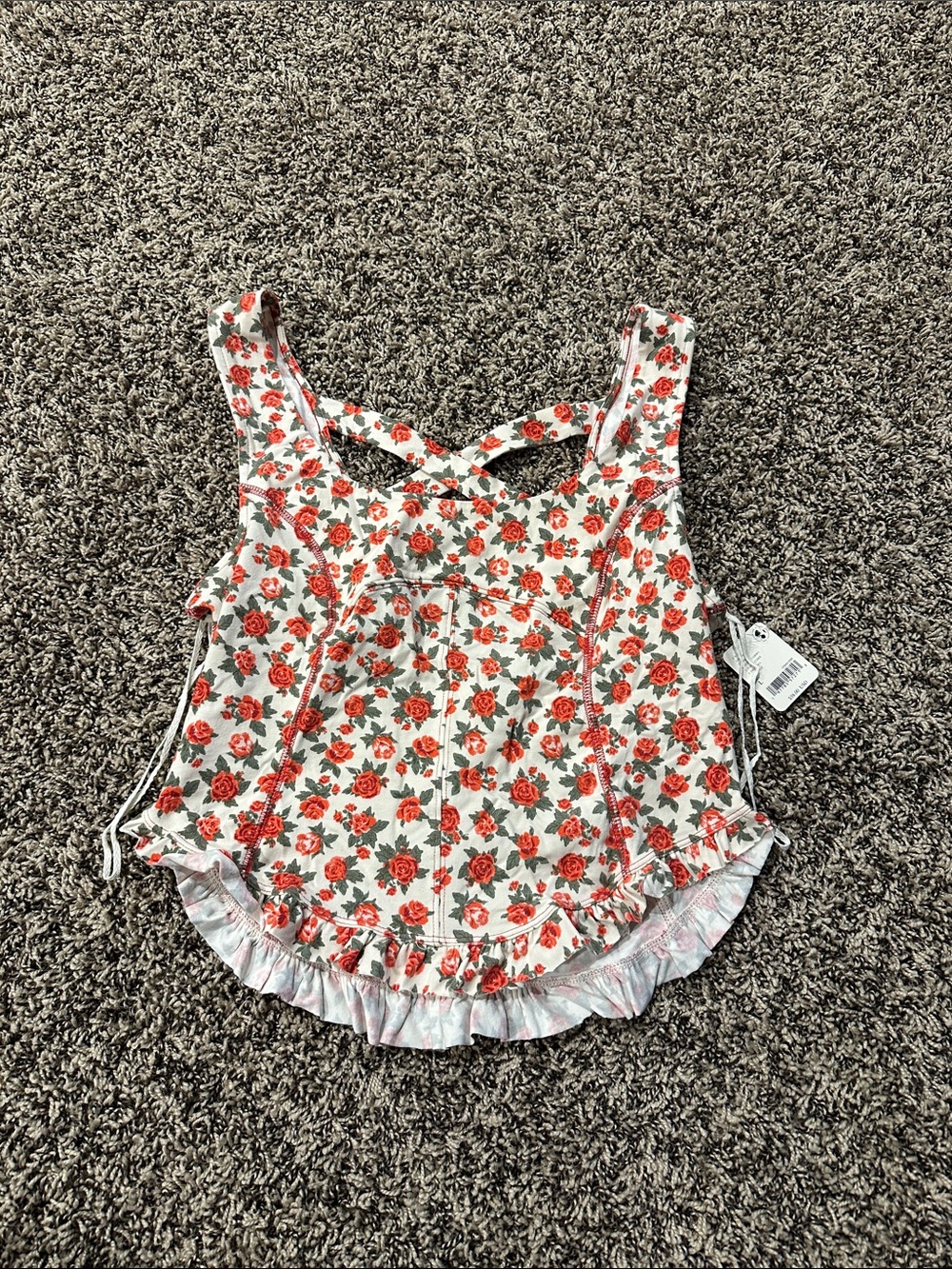 Free People Red Rose Print Tank Top